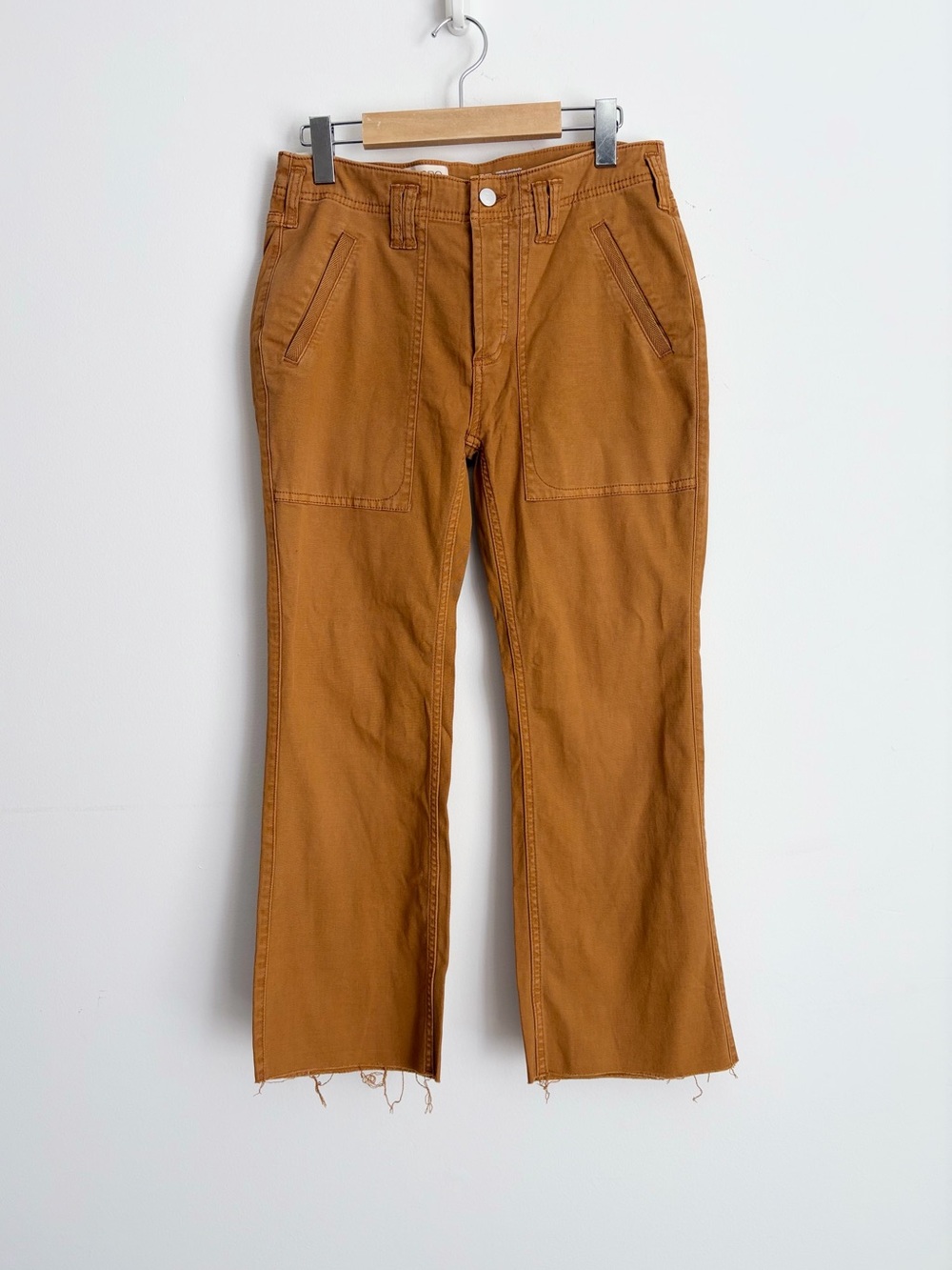 Anthropologie Pilcro The Yaya Brown Raw Hem Crop Flare Jeans 27P NWT